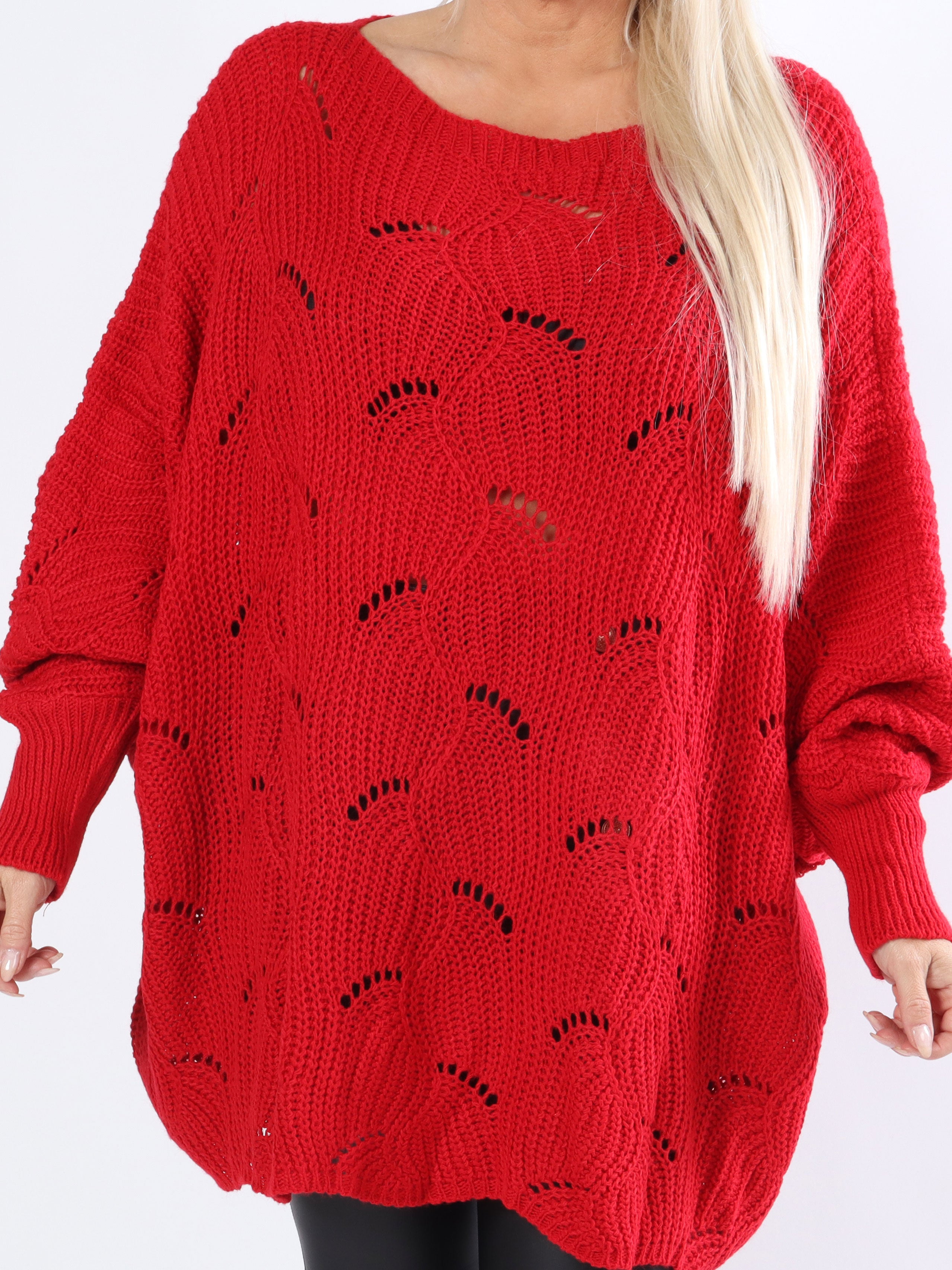 Manja - Plus size strik med hullet mønster